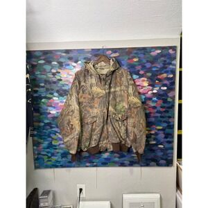 Vintage Spartan Camo Full Zip Hooded Jacket 3XL Made in USA Outdoor Hunting